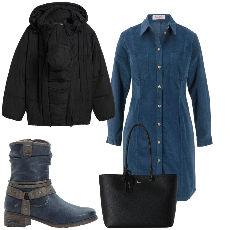 Outfit donna - Total look #2482689. Stile Casual per Tutti i giorni. Abbinamento con shopping bag, vestiti, blazer, stivali.
