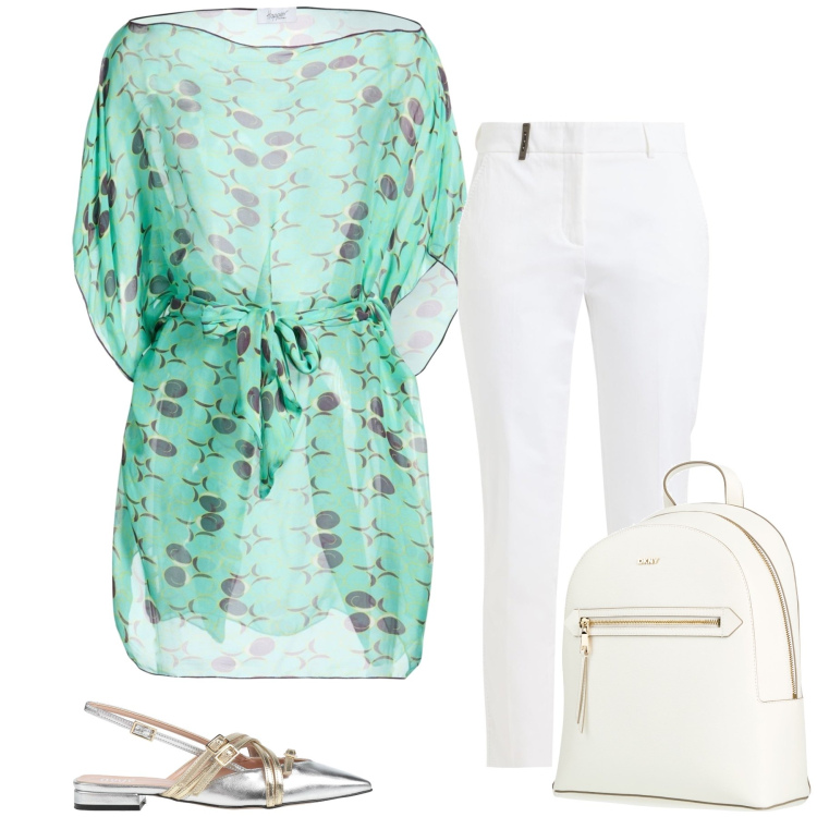 Outfit donna - Total look #2482766. Stile Casual per Tutti i giorni. Abbinamento con top, ballerine, zaini, pantaloni.