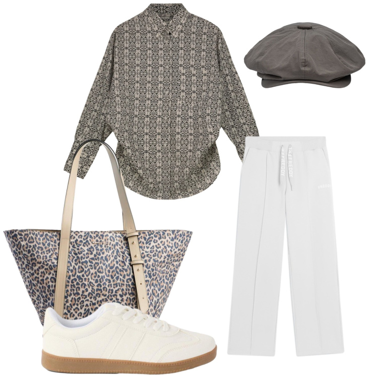 Outfit donna - Total look #2482771. Stile Glamour per Tutti i giorni. Abbinamento con shopping bag, sneakers, camicie, cappelli, pantaloni.