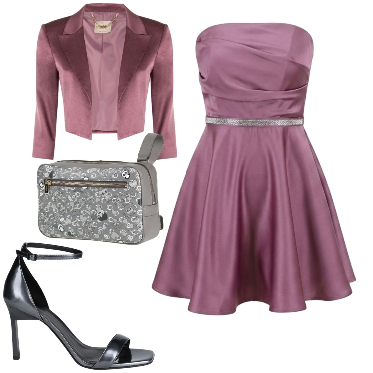 Outfit donna - Cerimonia. Stile Chic per Cerimonia. Abbinamento con marsupi, sandali in pelle, bolero, vestiti corti.