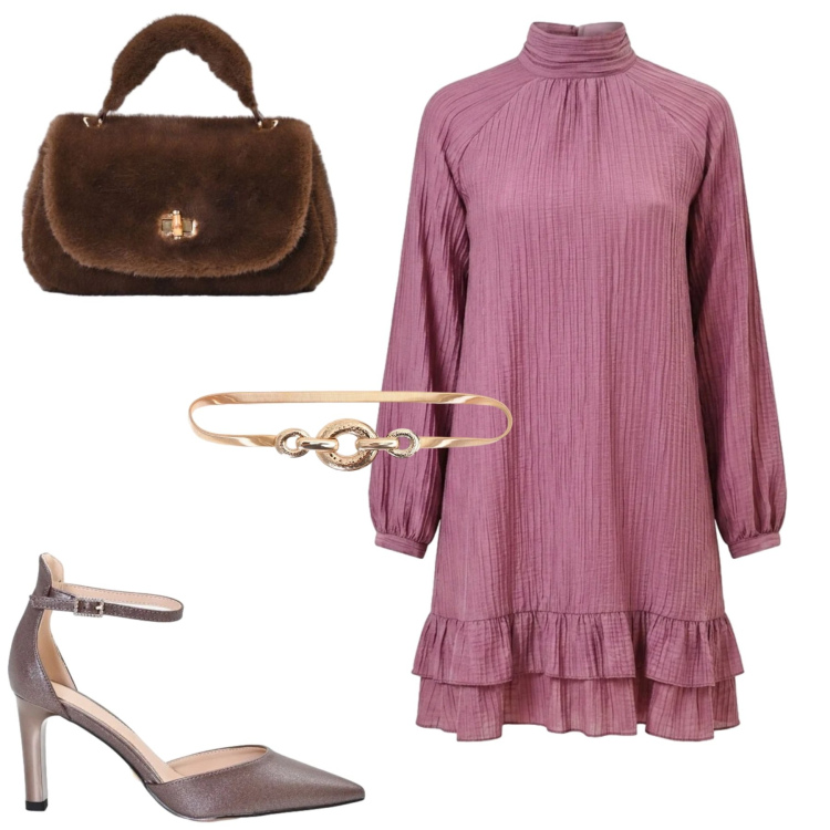 Outfit donna - City. Stile Casual chic per Tutti i giorni. Abbinamento con borse a mano, cinture, décolleté, vestiti corti.