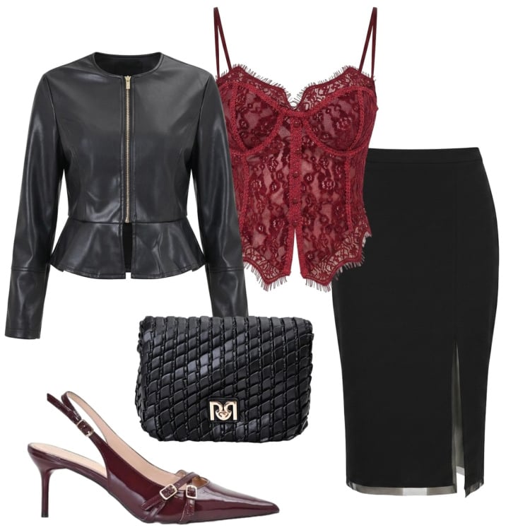 Outfit donna - Serata. Stile Glamour per Serata fuori. Abbinamento con gonne longuette, giacche, top, décolleté, borse a tracolla.
