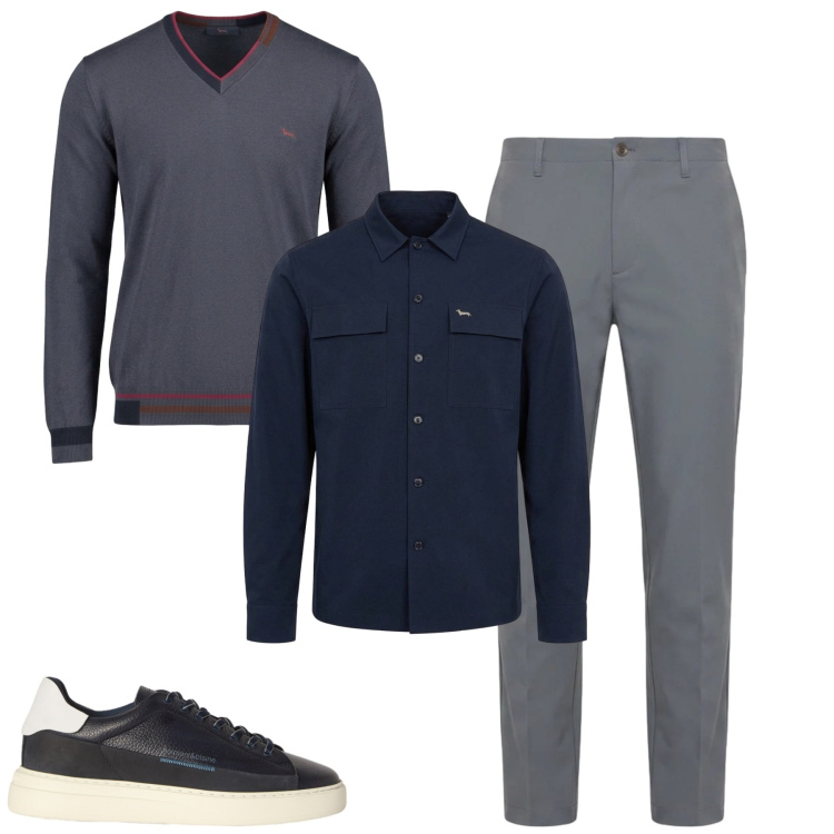 Outfit uomo - City. Stile Casual per Tutti i giorni. Abbinamento con maglieria, sneakers, pantaloni, cappotti.