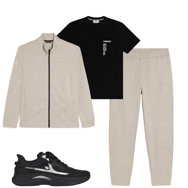 Outfit uomo - Freddy. Stile Casual per Tutti i giorni. Abbinamento con pantaloni, felpe, sneakers, t-shirt.
