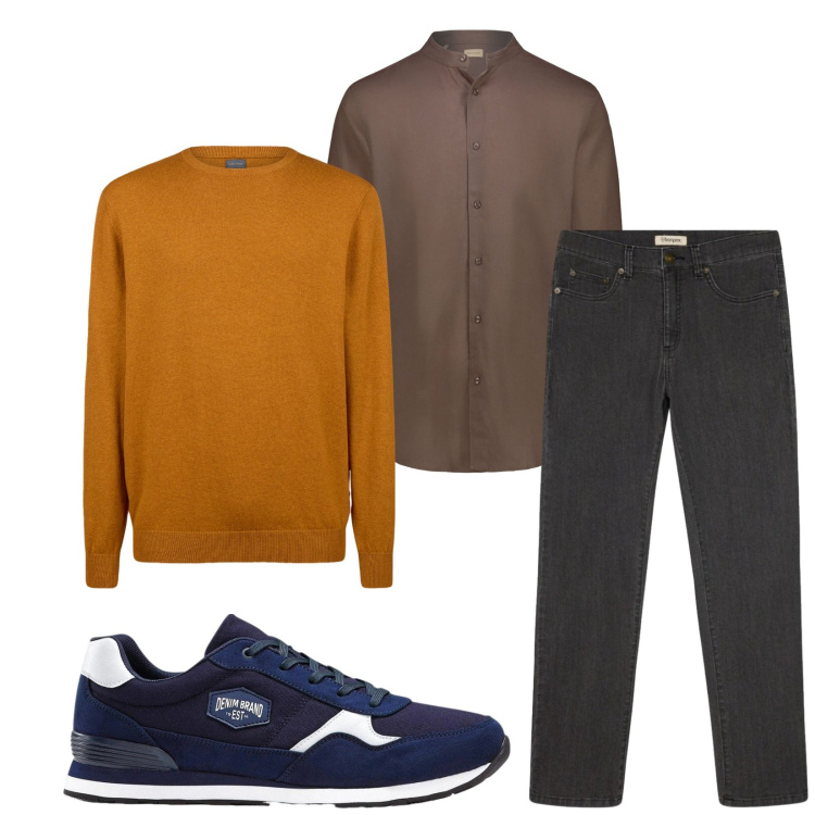 Outfit uomo - Total look #2483099. Stile Trendy per Serata speciale. Abbinamento con maglieria, camicie, sneakers, jeans dritti.