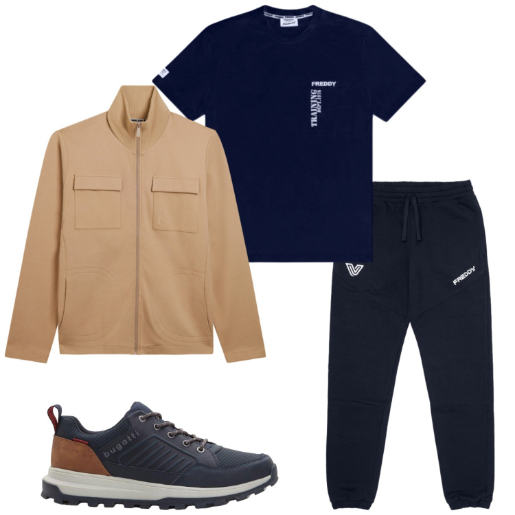 Outfit uomo - Tempo libero. Stile Casual per Tutti i giorni. Abbinamento con felpe, t-shirt, pantaloni, sneakers.