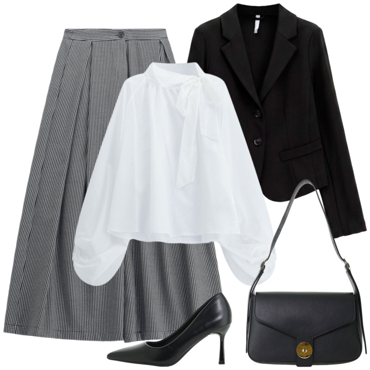 Outfit donna - Imperial, ritorno in città con stile!. Stile Bon Ton per Serata fuori. Abbinamento con pantaloni a palazzo, bluse, blazer, décolleté, borse a spalla.