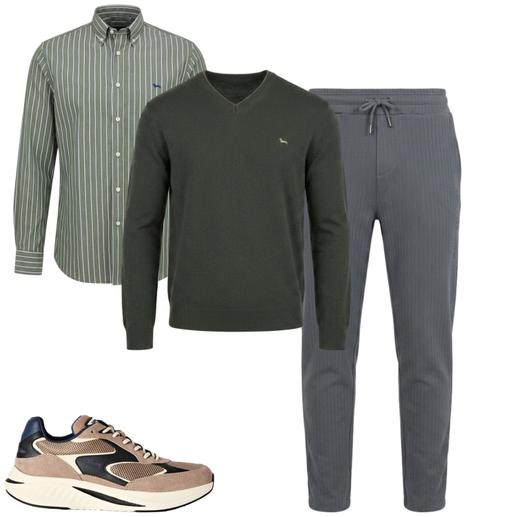 Outfit uomo - Total look #2483163. Stile Casual per Tutti i giorni. Abbinamento con pantaloni, camicie, sneakers, maglieria.