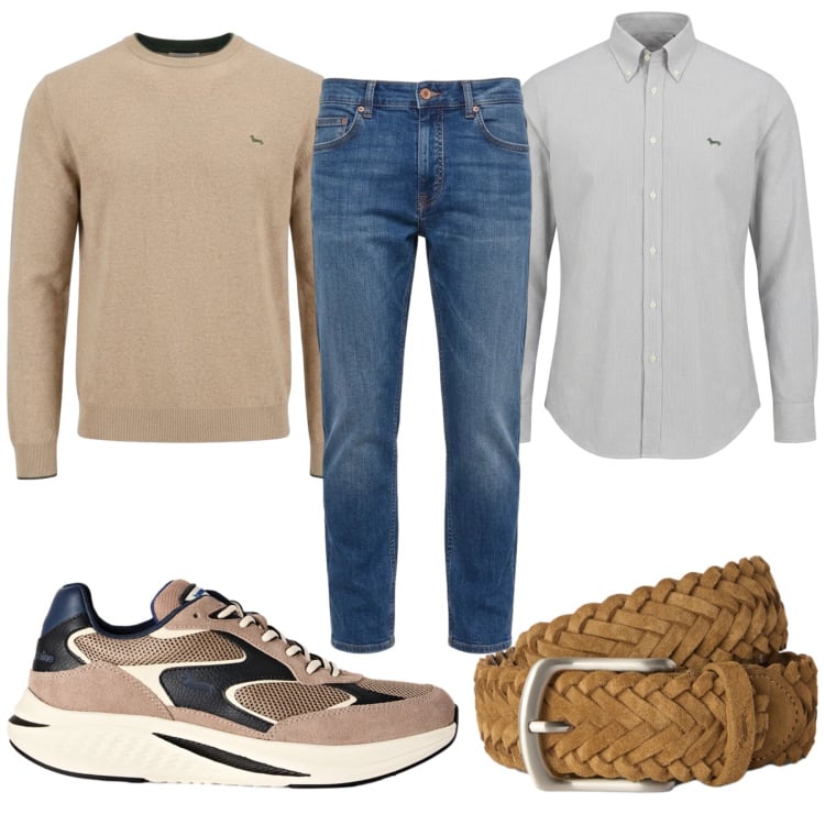 Outfit uomo - Casual. Stile Casual per Tutti i giorni. Abbinamento con cinture, jeans, maglieria, camicie, sneakers.