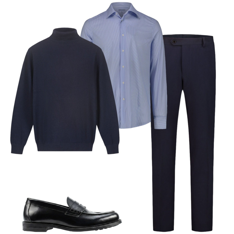 Outfit uomo - City. Stile Urban per Tutti i giorni. Abbinamento con scarpe stringate, pullovers, pantaloni, camicie.