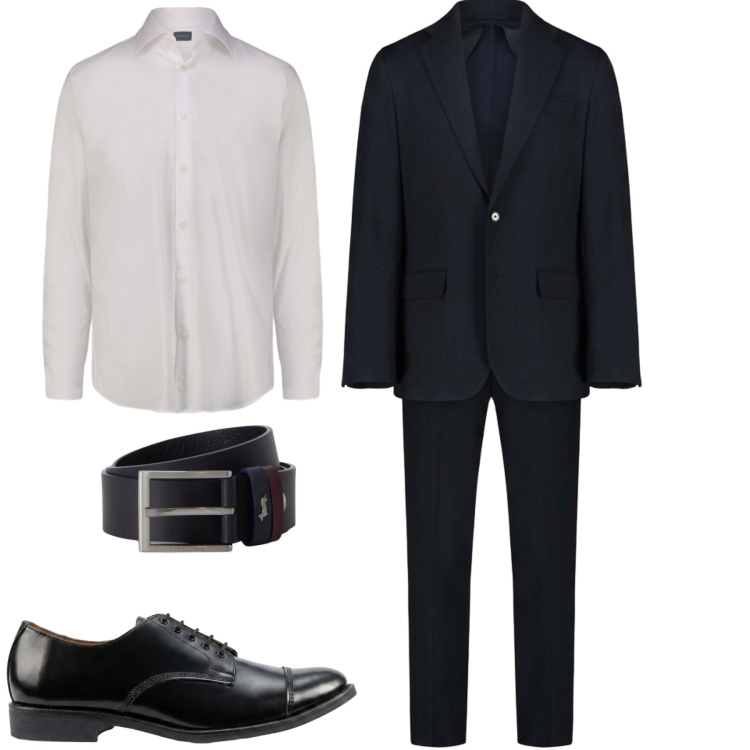 Outfit uomo - Total look #2483186. Stile Business/Elegante per Cerimonia. Abbinamento con cinture, abiti, scarpe stringate, camicie.