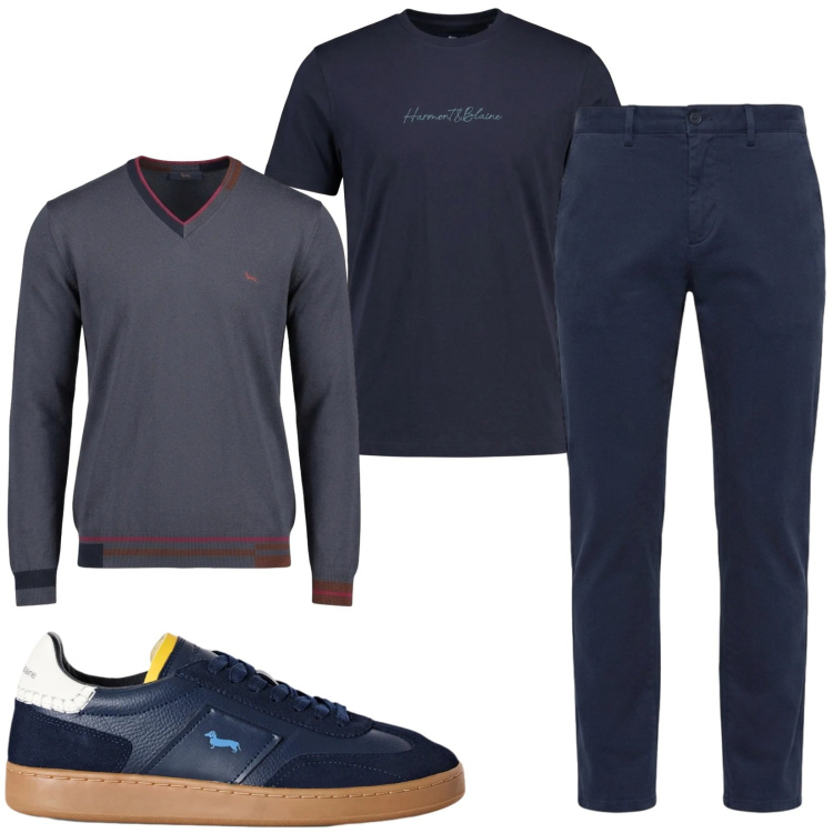 Outfit uomo - Total look #2483222. Stile Casual per Tutti i giorni. Abbinamento con pantaloni, t-shirt, sneakers, maglieria.