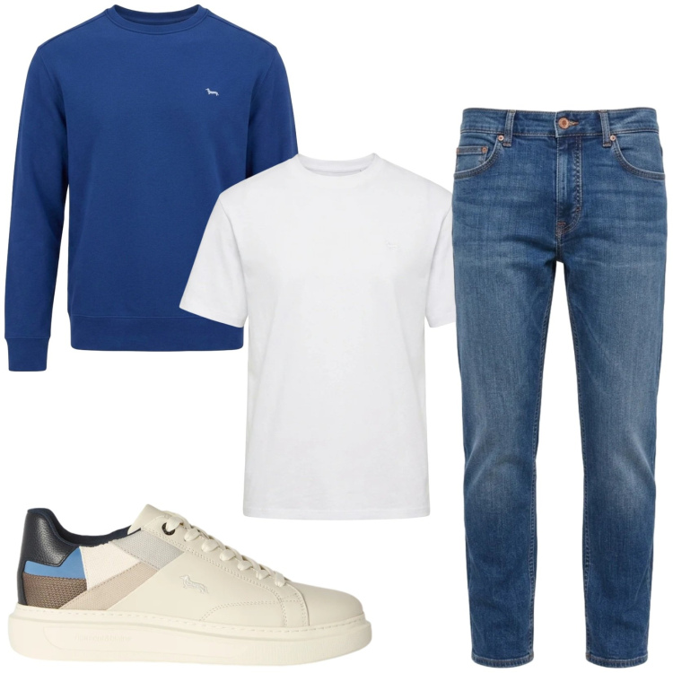 Outfit uomo - Total look #2483224. Stile Casual per Tutti i giorni. Abbinamento con sneakers, jeans, t-shirt, felpe.