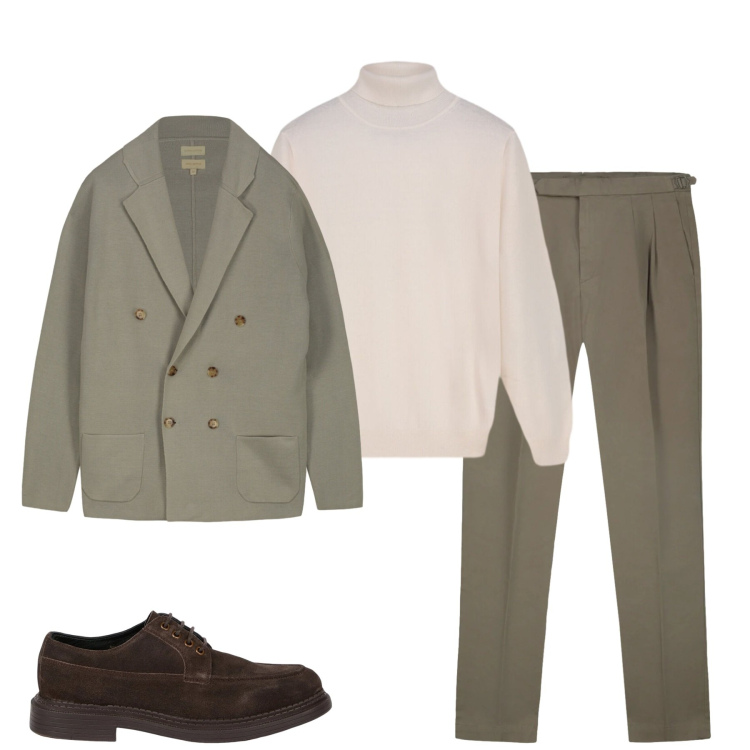 Outfit uomo - City. Stile Urban per Tutti i giorni. Abbinamento con pantaloni, cardigans, pullovers, scarpe stringate.