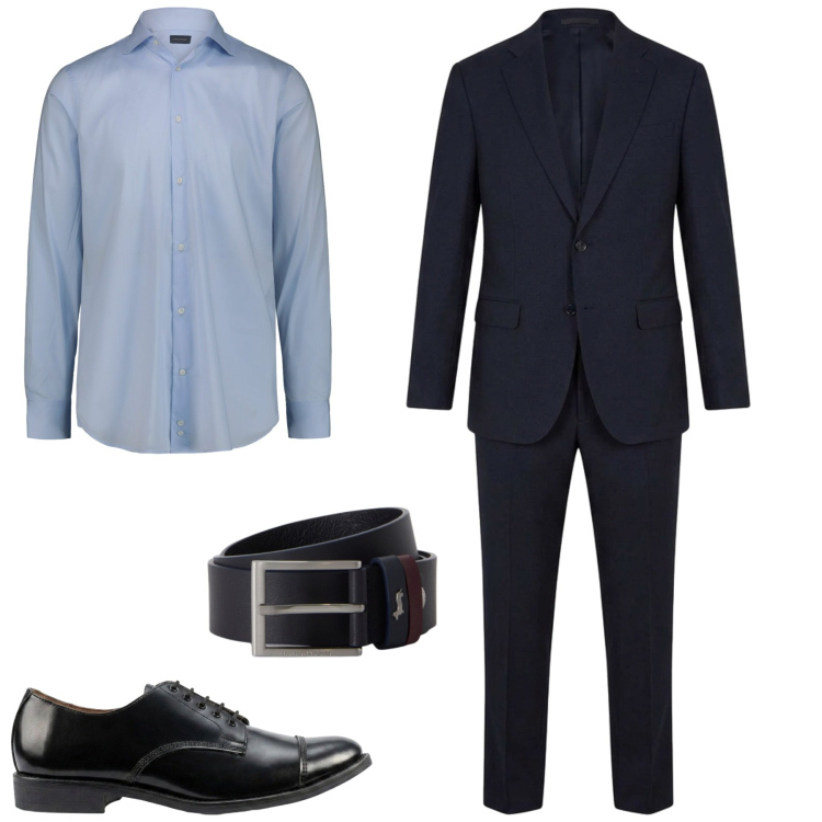 Outfit uomo - Total look #2483282. Stile Business/Elegante per Tutti i giorni. Abbinamento con cinture, camicie, scarpe stringate, abiti.