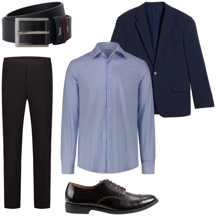 Outfit uomo - Total look #2483288. Stile Business/Elegante per Ufficio. Abbinamento con cinture, pantaloni, scarpe stringate, camicie, giacche.