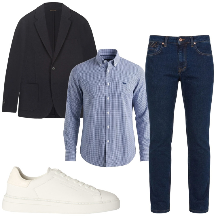 Outfit uomo - Total look #2483309. Stile Trendy per Ufficio. Abbinamento con camicie, jeans, sneakers, giacche.