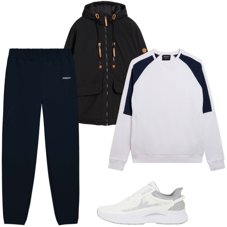 Outfit uomo - Total look #2483313. Stile Urban per Tutti i giorni. Abbinamento con pantaloni, sneakers, felpe, piumini.