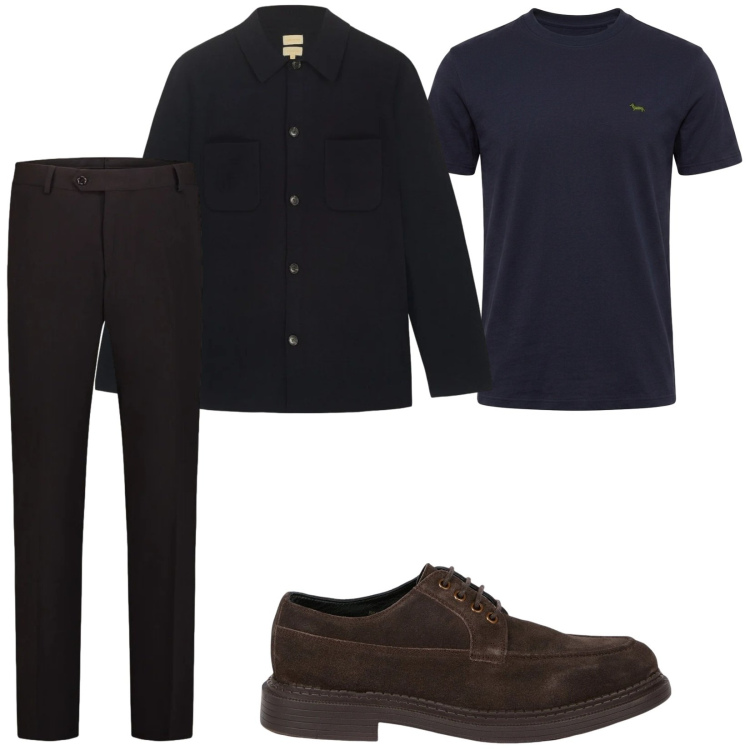 Outfit uomo - Total look #2483315. Stile Casual per Tutti i giorni. Abbinamento con t-shirt, cappotti, pantaloni, scarpe stringate.
