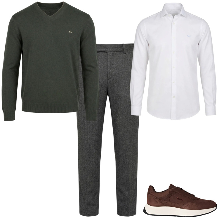 Outfit uomo - Total look #2483322. Stile Casual per Serata speciale. Abbinamento con sneakers, pantaloni, camicie, maglieria.