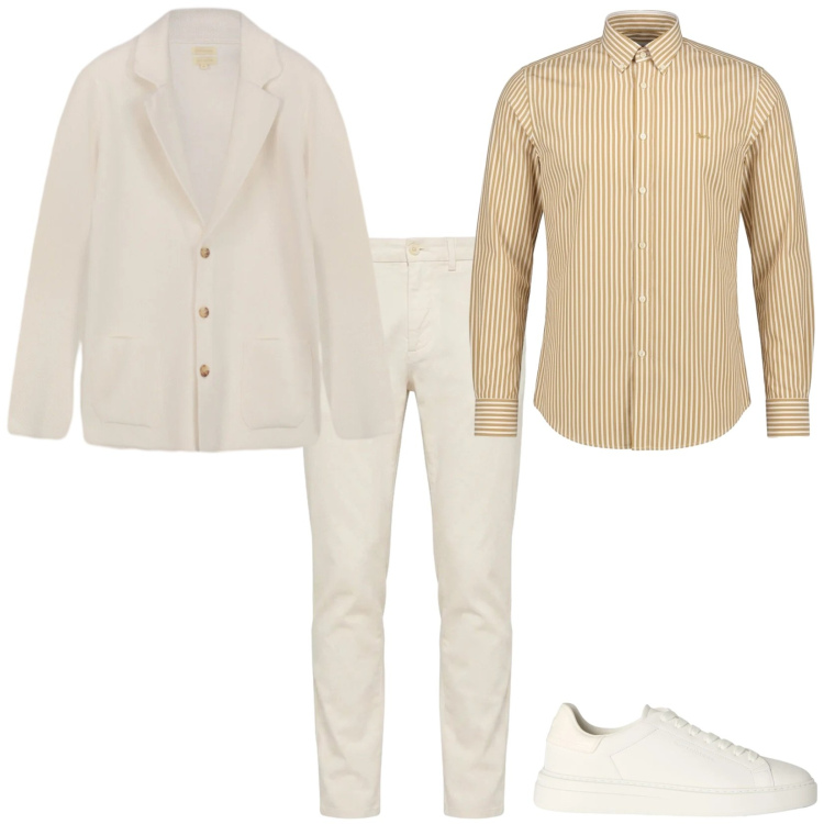 Outfit uomo - Total look #2483325. Stile Trendy per Ufficio. Abbinamento con camicie, pantaloni, sneakers, cardigans.