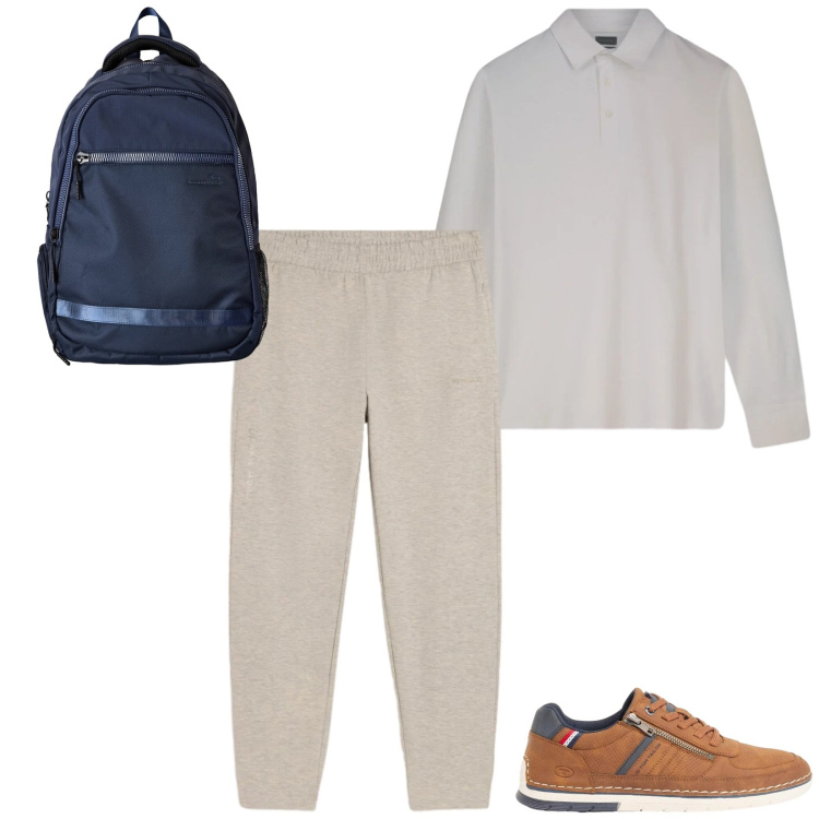 Outfit uomo - Total look #2483331. Stile Casual per Tutti i giorni. Abbinamento con borse sportive, polo, pantaloni, sneakers.