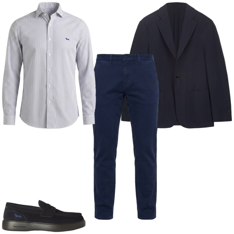 Outfit uomo - Total look #2483339. Stile Casual per Ufficio. Abbinamento con scarpe stringate, pantaloni, camicie, giacche.