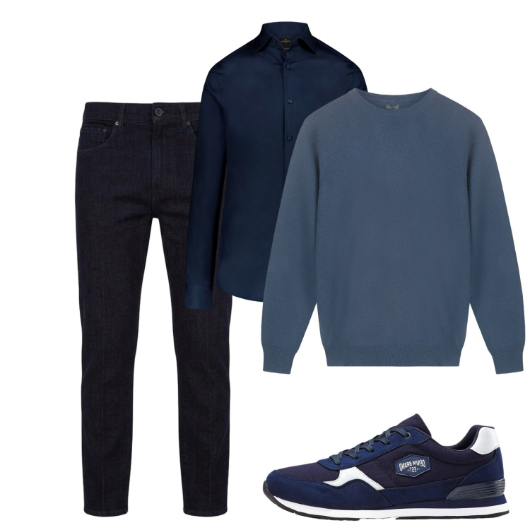 Outfit uomo - Settembre. Stile Casual per Tutti i giorni. Abbinamento con camicie, maglieria, jeans, sneakers.