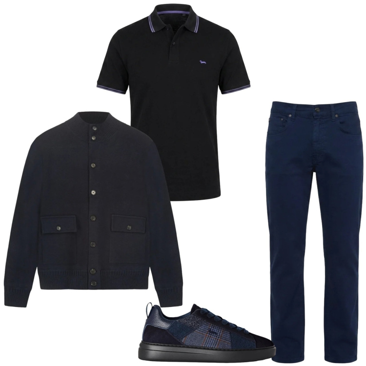Outfit uomo - Total look #2483366. Stile Trendy per Serata speciale. Abbinamento con sneakers, pantaloni, polo, giacche.