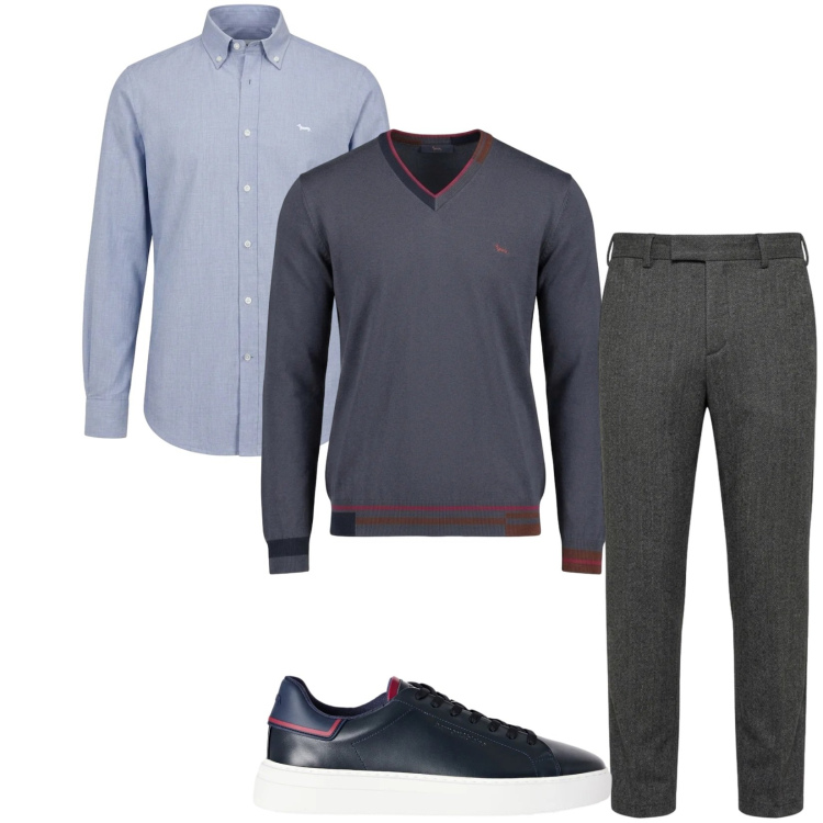 Outfit uomo - Total look #2483368. Stile Business/Elegante per Ufficio. Abbinamento con sneakers, pantaloni, maglieria, camicie.