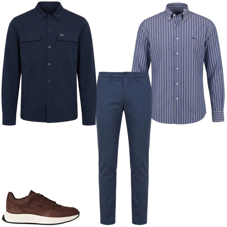 Outfit uomo - Total look #2483382. Stile Trendy per Ufficio. Abbinamento con sneakers, camicie, pantaloni, cappotti.