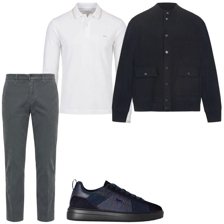 Outfit uomo - Total look #2483387. Stile Casual per Tutti i giorni. Abbinamento con sneakers, pantaloni, polo, giacche.