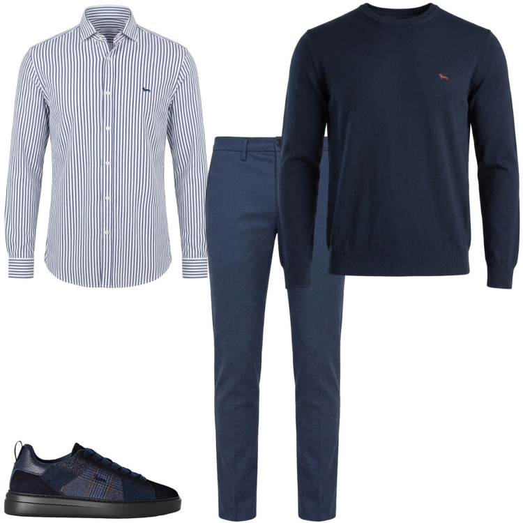 Outfit uomo - Total look #2483388. Stile Trendy per Serata speciale. Abbinamento con sneakers, camicie, pantaloni, maglieria.