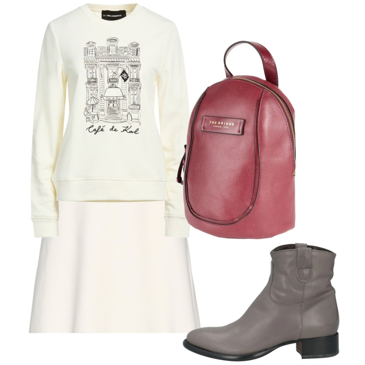 Outfit donna - Settembre. Stile Bon Ton per Tutti i giorni. Abbinamento con stivaletti, zaini, minigonne, felpe.
