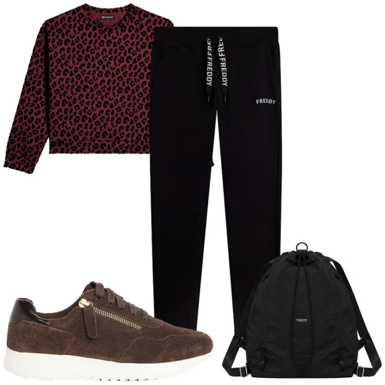 Outfit donna - Total look #2483407. Stile Basic per Sport. Abbinamento con sneakers, zaini, felpe, pantaloni.