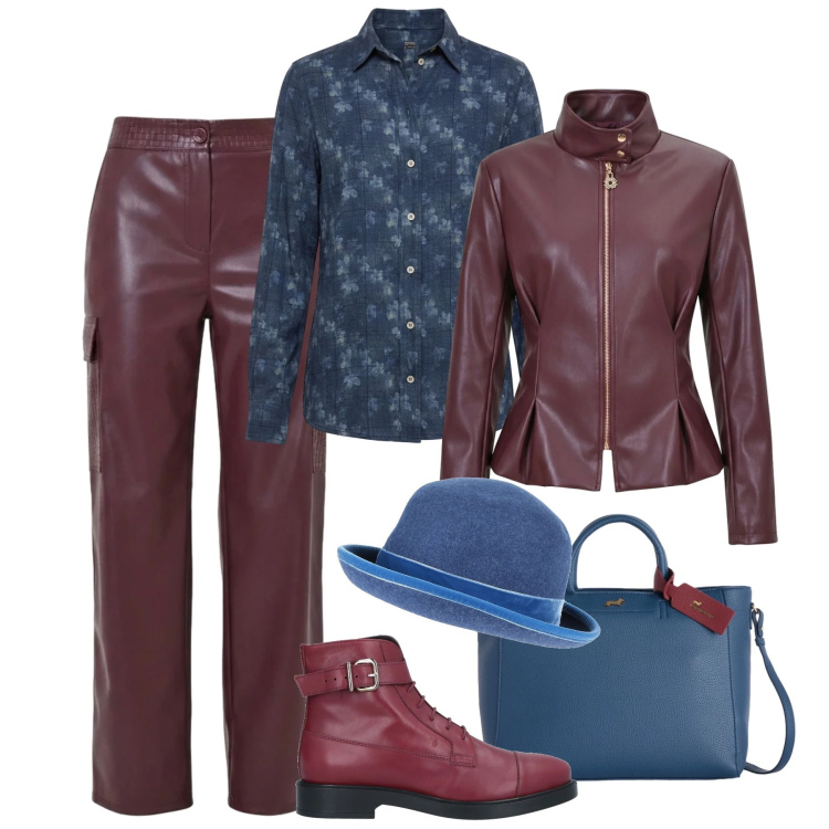 Outfit donna - Pelle in città. Stile Trendy per Tutti i giorni. Abbinamento con cappelli, stivaletti, pantaloni cargo, giacche, borse a mano, camicie.