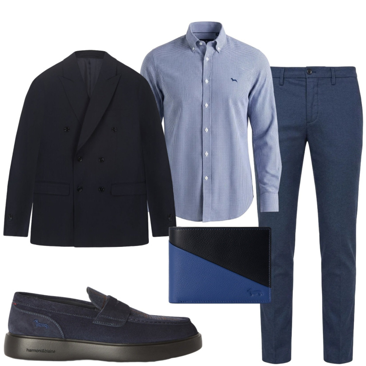 Outfit uomo - Total look #2483423. Stile Business/Elegante per Ufficio. Abbinamento con scarpe stringate, camicie, pantaloni, portafogli, giacche.