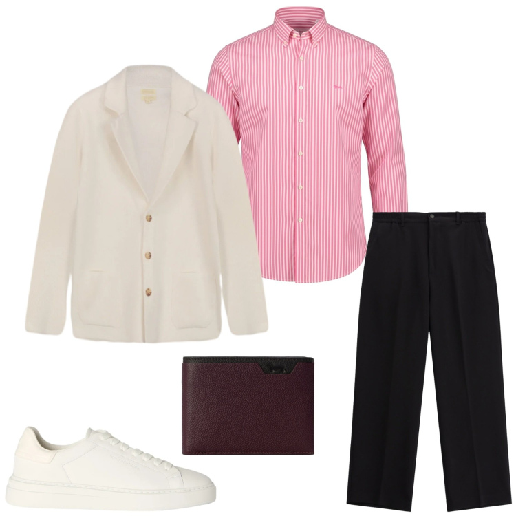 Outfit uomo - Total look #2483429. Stile Trendy per Serata speciale. Abbinamento con camicie, sneakers, portafogli, pantaloni, cardigans.