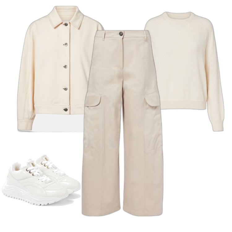 Outfit femme - WhiteNude. Style Casual pour Tous les jours. Assortir avec pulls, pantalon cargo, blazers, sneakers.