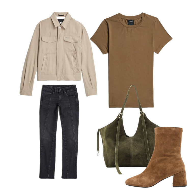 Outfit femme - Bottines à talon. Style Tendance pour Tous les jours. Assortir avec blazers, jeans, bottes, sacs tote, t-shirts.