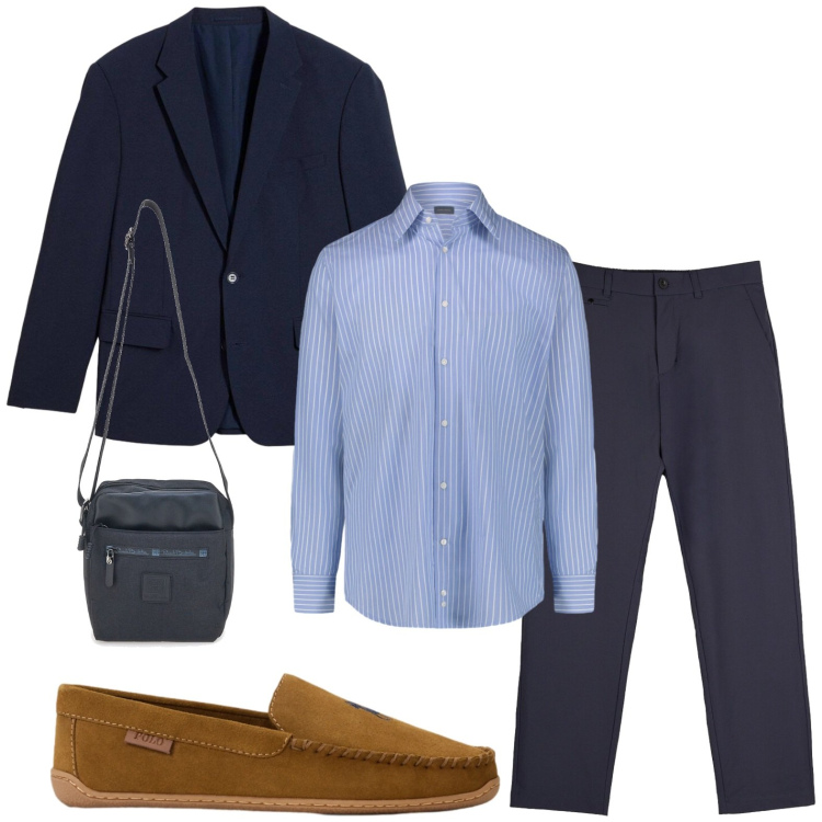 Outfit uomo - Smart casual in ufficio. Stile Trendy per Ufficio. Abbinamento con camicie, scarpe stringate, pantaloni chino, portafogli, giacche.