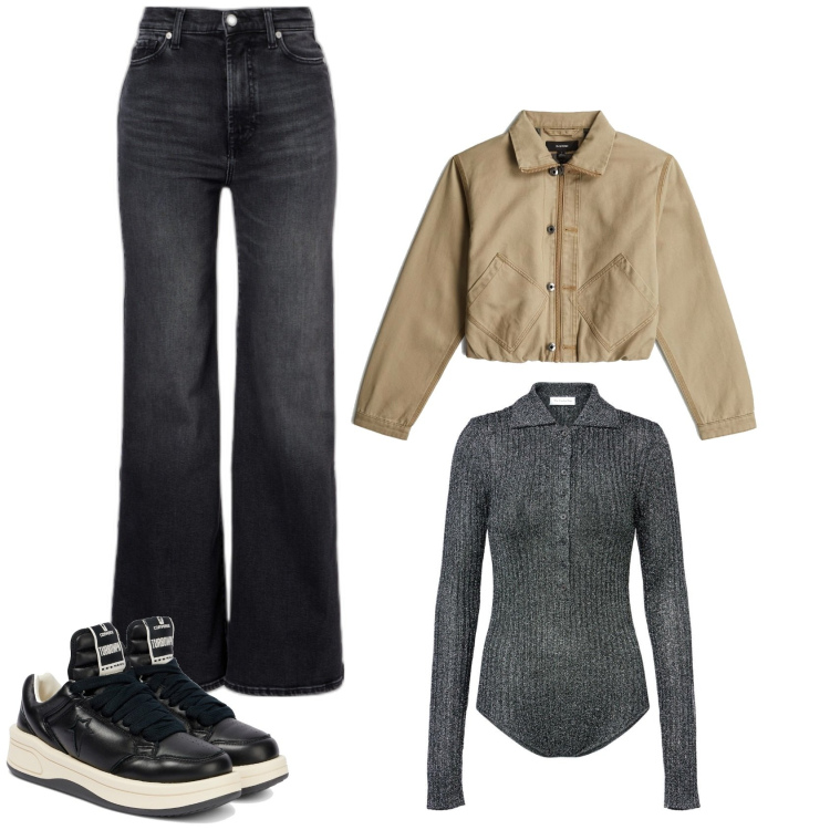 Outfit femme - Urban. Style Urban pour Tous les jours. Assortir avec chemisiers, body, jeans mom, sneakers.