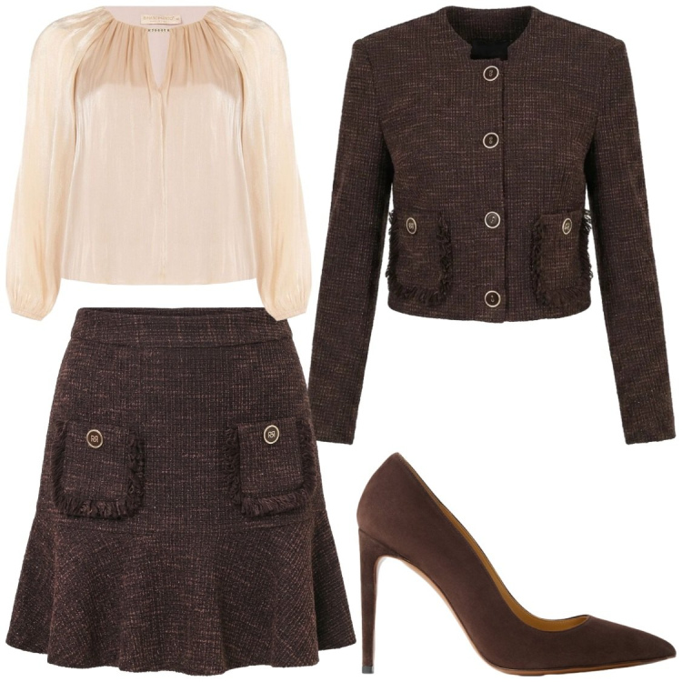Outfit donna - Total look #2483550. Stile Bon Ton per Cerimonia. Abbinamento con décolleté, bluse, minigonne, blazer.