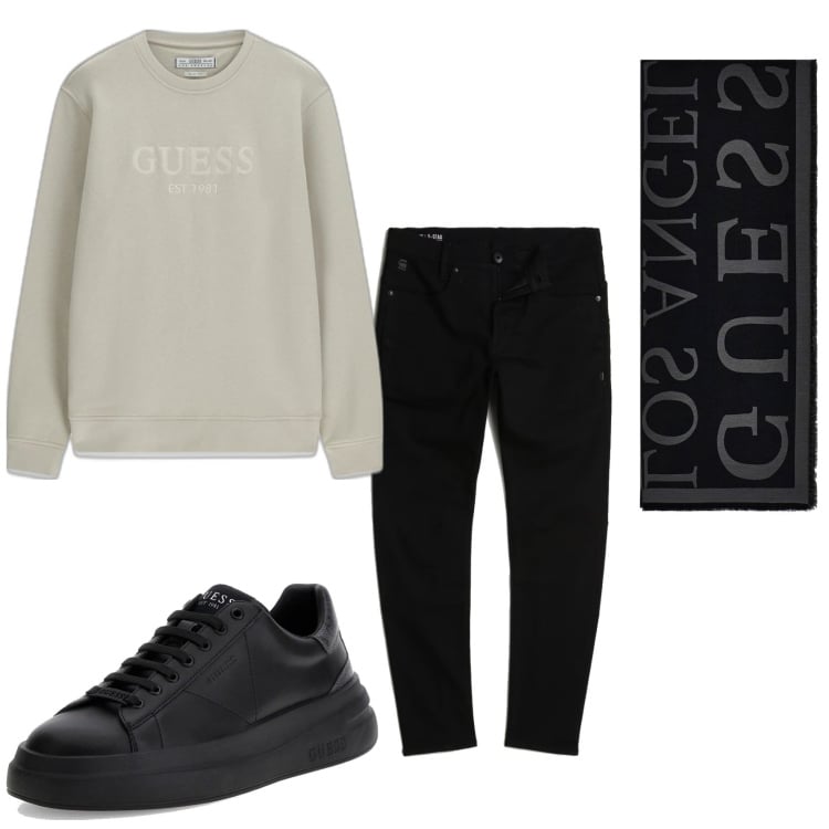 Outfit hombre - Urban style. Estilo Urban para Todos los días. Combinación con sudaderas, bufandas y bandas para el pelo, vaqueros, sneakers.