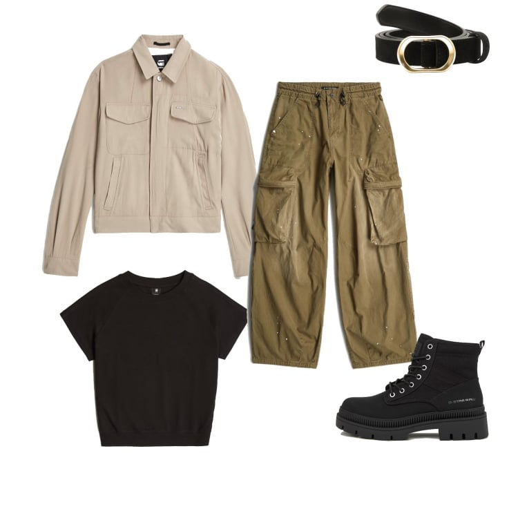 Outfit femme - Baggy. Style Urban pour Tous les jours. Assortir avec pantalon cargo, blazers, ceintures, bottes, t-shirts.