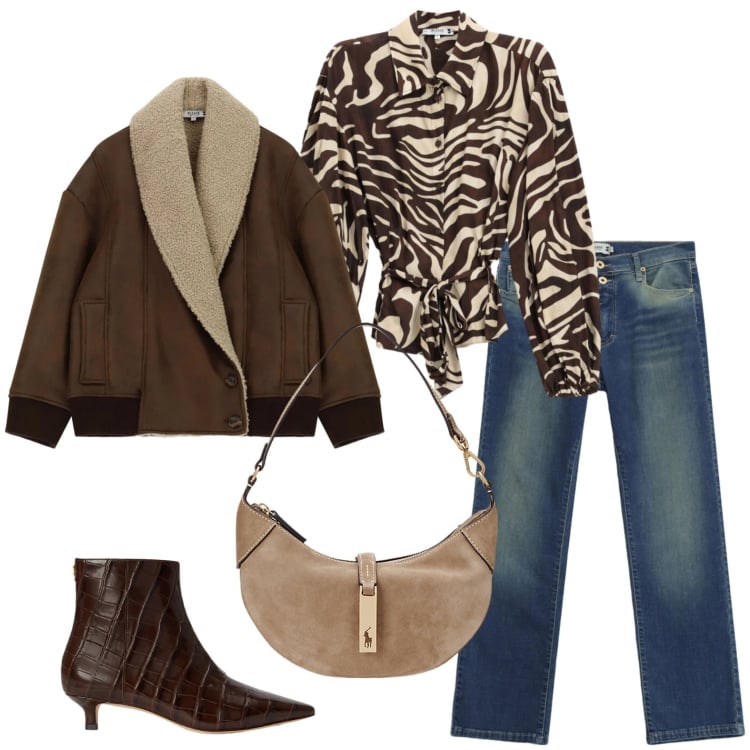 Outfit donna - Primi giorni ottobrini. Stile Casual per Tutti i giorni. Abbinamento con camicie, jeans slim fit, blazer, borse a spalla, stivaletti.