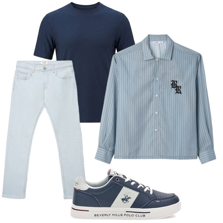Outfit uomo - Total look #2483633. Stile Trendy per Tutti i giorni. Abbinamento con jeans, camicie, sneakers, t-shirt.