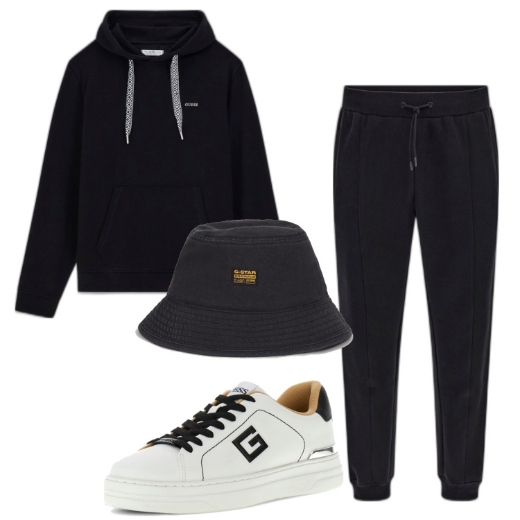 Outfit hombre - Casual. Estilo Casual para Todos los días. Combinación con sneakers, pantalones, sombreros, sudaderas con capucha.