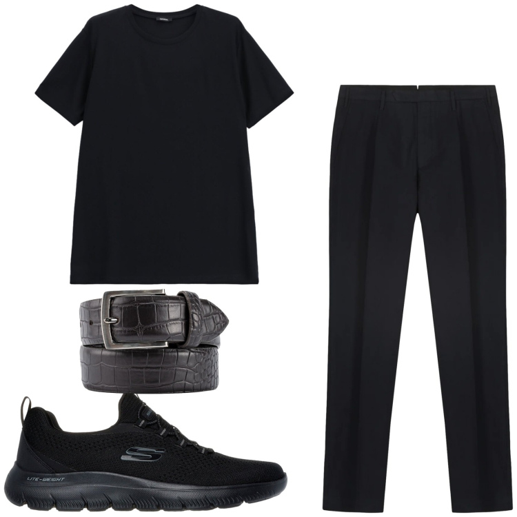 Outfit uomo - Total look #2483673. Stile Urban per Tutti i giorni. Abbinamento con t-shirt, pantaloni, cinture, sneakers.