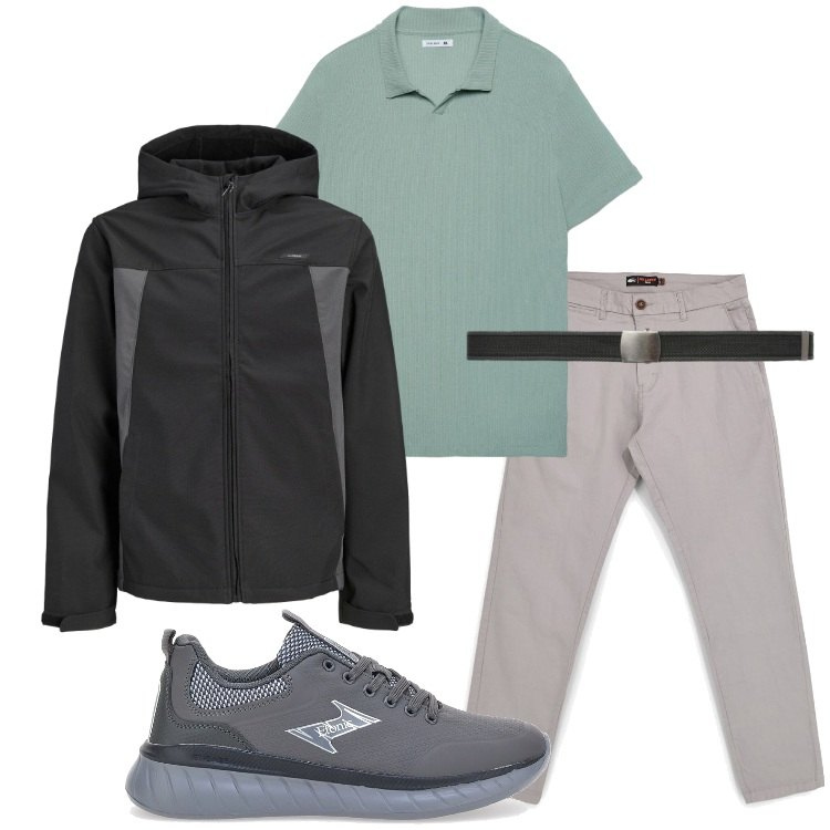 Outfit uomo - Fresco ottobre. Stile Casual per Tutti i giorni. Abbinamento con polo, cinture, sneakers, giacche, pantaloni.